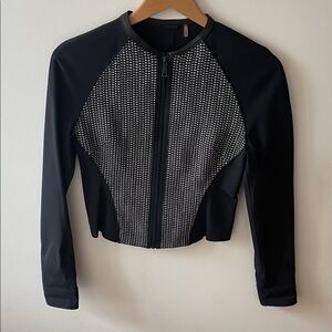 Elie Tahari Black Jacket with Textured Front Panel